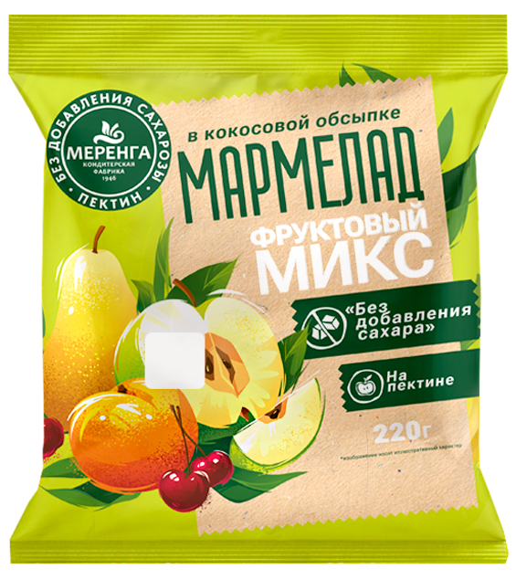  Меренга Мармелад без сахара в кокосовой обсыпке Фруктовый микс, 220г   в Энгельсе