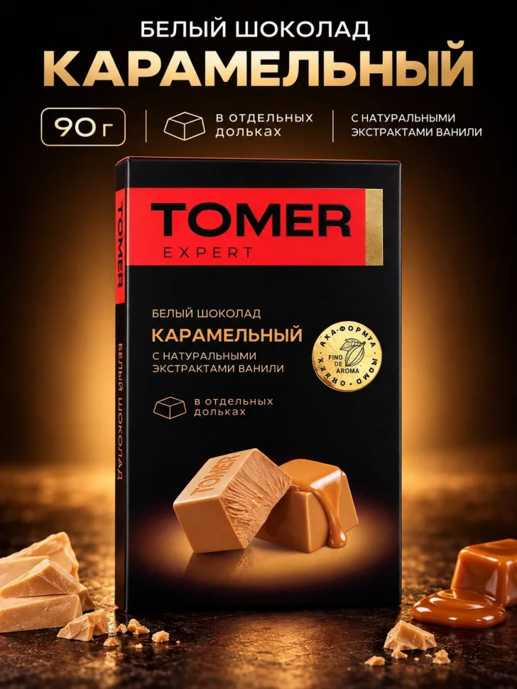  Фабрика Томер  Белый шоколад КАРАМЕЛЬНЫЙ, 90г  в Энгельсе
